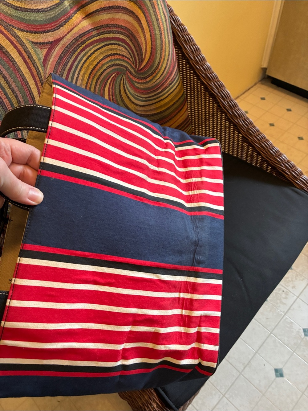 kate spade Navy and Red Striped Canvas Tote - Picture 9 of 10